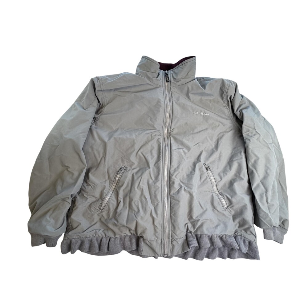 L.L.Bean Warm-Up Jacket Mens XL Gray Fleece Lined Bomber Full Zip Outdoor